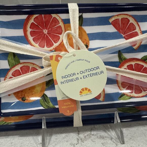 5pc Set GRAPEFRUIT Plates & Platter / Tray C&C California Melamine Citrus NEW - Picture 3 of 4